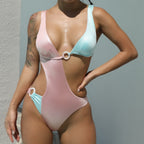 Color Matching One-piece Swimsuit For Women