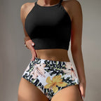 Womens Floral Print Two-Piece Swimsuit