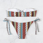 Women's Printed Lace-up Split Swimsuit