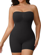 Off Shoulder Bandeau Shapewear Bodysuit For Women, Sexy Strapless Tummy Control Waist Slim Butt Lifting Seamless Body Sculpting Suit