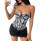 European And American Hot Girl French Jacquard Inner Wear High Sense Outer Wear Waist Shaping Fishbone Bra