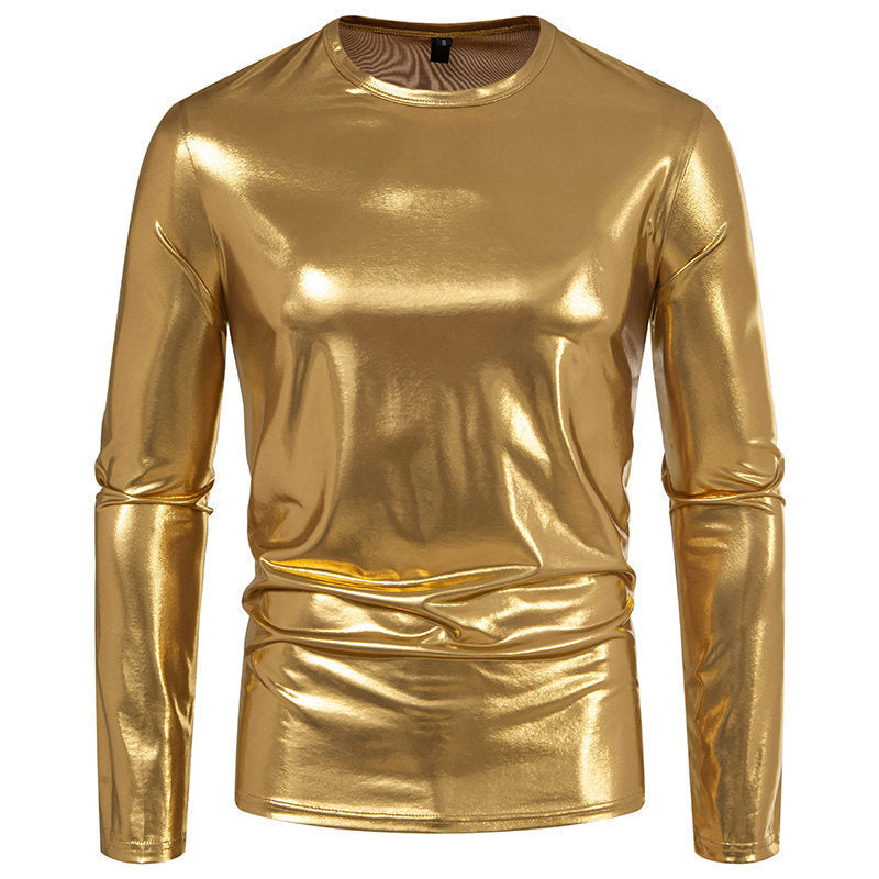 Men's Long-Sleeve Glossy T-Shirt Fashion Base Layer Shirt