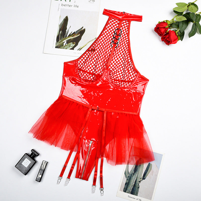 Mesh Joint Halter Jumpsuit