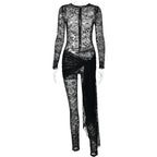 Women's Graceful And Fashionable Lace Up Lace Pattern Jumpsuit