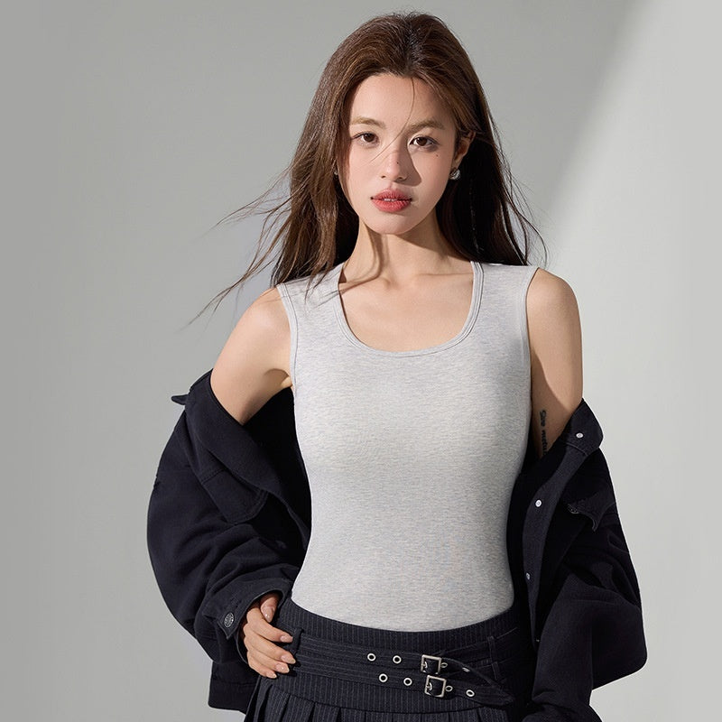 Outerwear Sleeveless Base Layer Tencel Cool-Feel Wide-Shoulder Tank Top