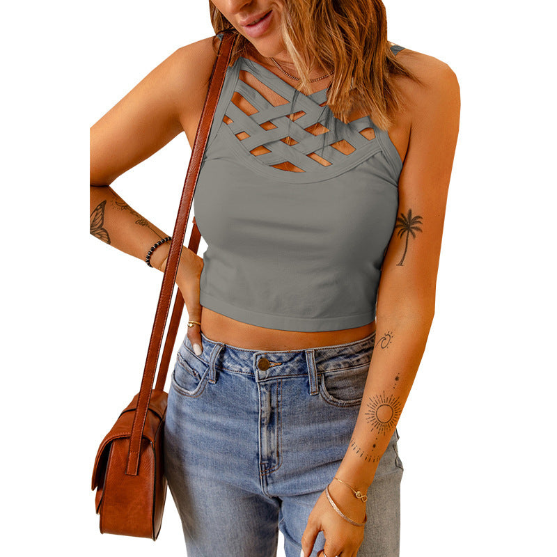 European And American Short Solid Color Camisole Vest Women's Inner And Outer Top