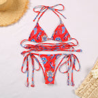 Women's Printed Bikini Three-point Swimsuit
