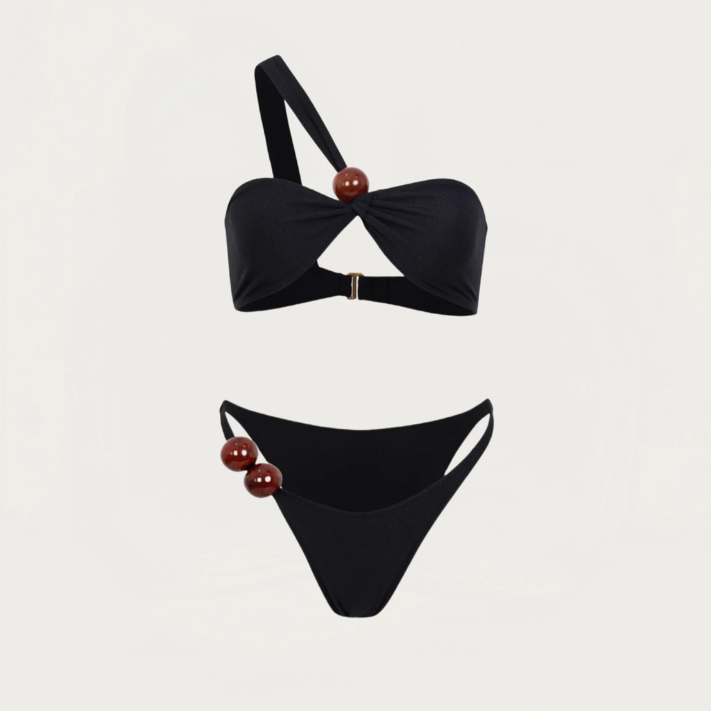 Pure Color Bikini Backless Split Swimsuit