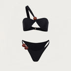 Pure Color Bikini Backless Split Swimsuit