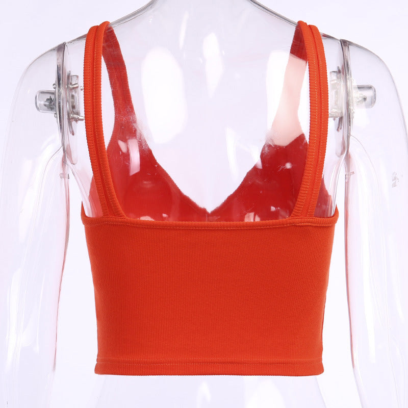 Women's New Inner Trim Backless Top In Solid Color