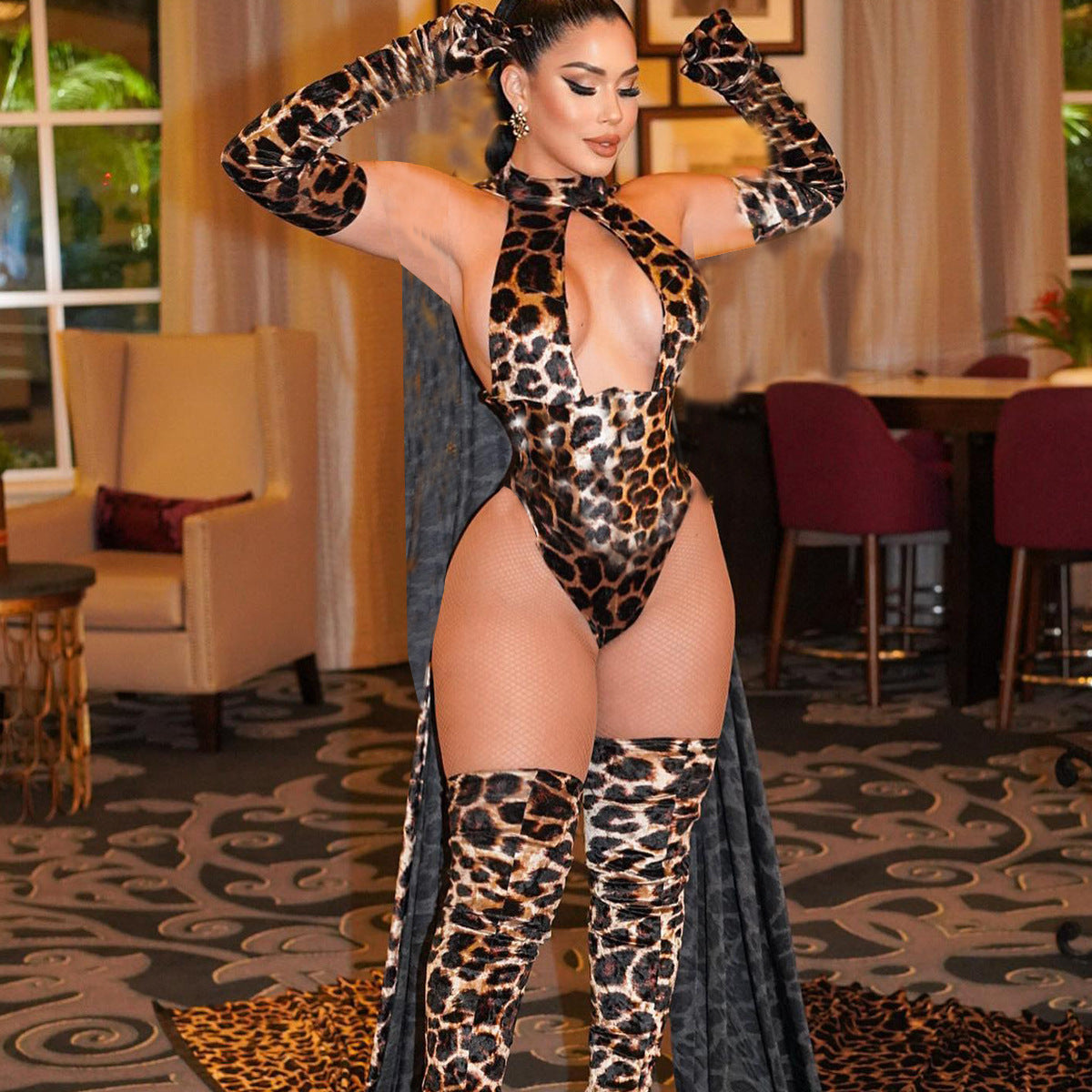 Popular Jumpsuit Sexy Gloves Leggings Suit