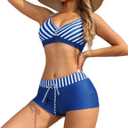New Dark Bikini Striped Fashion Swimsuit