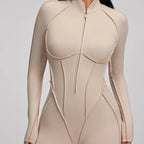 Women's Fashion Long Sleeve Zipper Slim Fit Jumpsuit