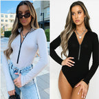 Women's Long Sleeve Stand-up Collar Slim Fit Jumpsuit