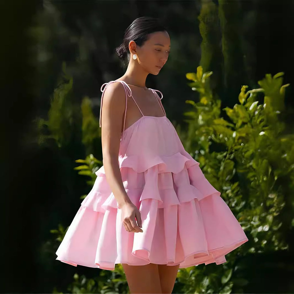 Women's Multi-layer Ruffled Spaghetti Straps Dress