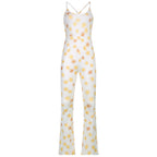 New Style European And American Printed Sling Split Jumpsuit
