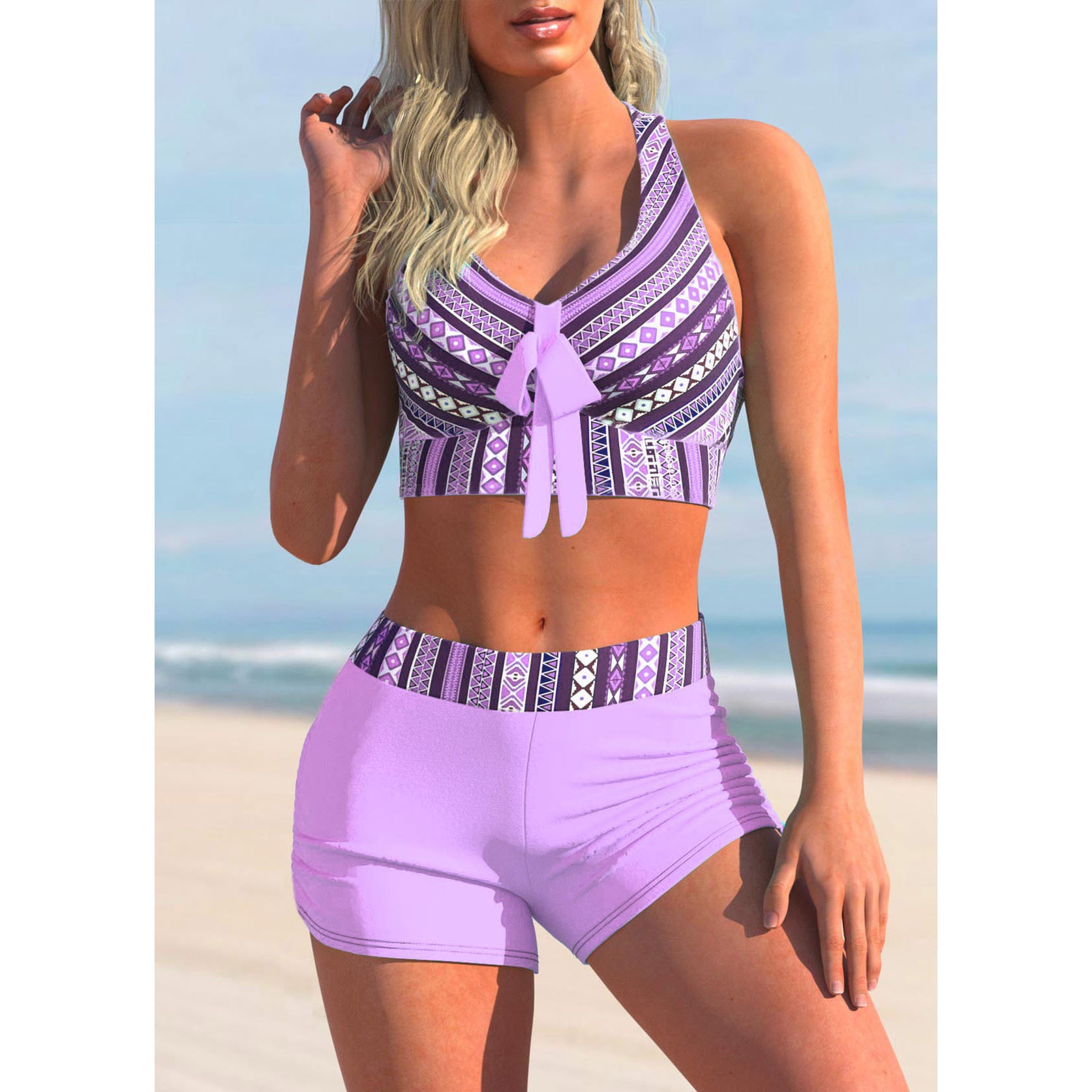 European And American Bikini Printed Two-piece Swimsuit