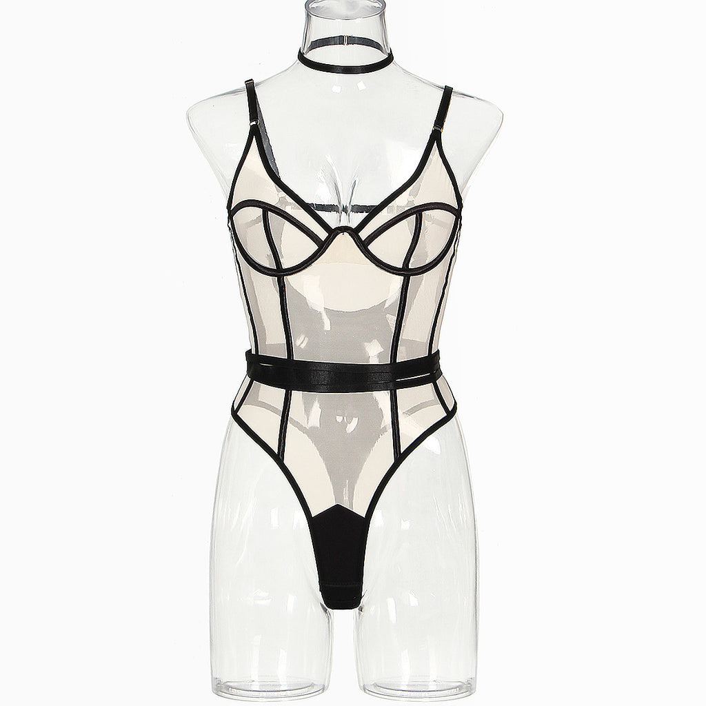 Backless Sleeveless Jumpsuit Mesh Splicing