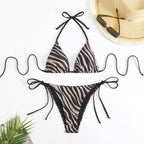 Zebra Print Bikini Triangle Bag Split Swimsuit